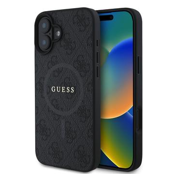 iPhone 16 Plus Guess 4G farvet ringcover - MagSafe-kompatibel - Sort