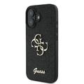 iPhone 16 Plus Guess Fixed Glitter 4G Metal Logo Cover - Sort