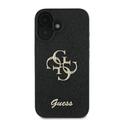 iPhone 16 Plus Guess Fixed Glitter 4G Metal Logo Cover - Sort