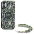 iPhone 16 Plus Guess IML Flowers Allover Electro Cover med Perlestrop - MagSafe-kompatibel