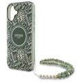 iPhone 16 Plus Guess IML Flowers Allover Electro Cover med Perlestrop - MagSafe-kompatibel