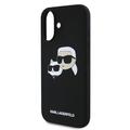 iPhone 16 Plus Karl Lagerfeld Double Heads MagSafe cover i flydende silikone - Sort