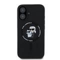 iPhone 16 Plus Karl Lagerfeld Karl and Choupette MagSafe Cover i flydende silikone - Sort