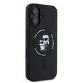 iPhone 16 Plus Karl Lagerfeld Karl and Choupette MagSafe Cover i flydende silikone - Sort