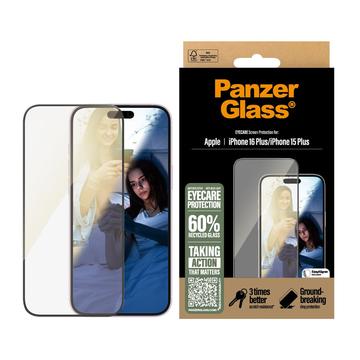 iPhone 16 Plus/15 Plus PanzerGlass EyeCare Ultra-Wide Fit EasyAligner Skærmbeskyttelse Hærdet Glas - sort kant