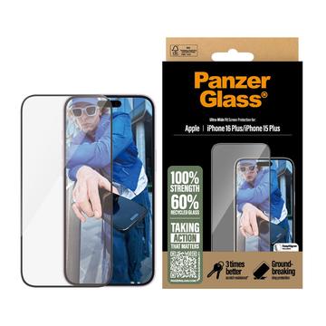 iPhone 16 Plus/15 Plus PanzerGlass Ultra-Wide Fit EasyAligner Hærdet Glas - Sort Kant