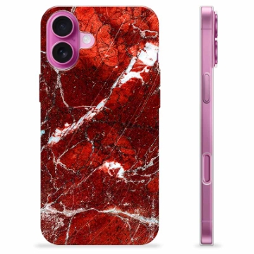 iPhone 16 Plus TPU Cover - Rød Marmor