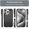 iPhone 16 Pro Børstet TPU Cover - Karbonfiber - Sort