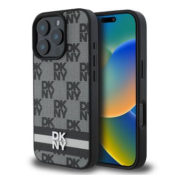 iPhone 16 Pro DKNY Ternet Mønster og Stribe Cover - Sort