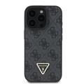 iPhone 16 Pro Guess 4G Strass Triangle Metal Logo Cover med Crossbody Rem - Sort