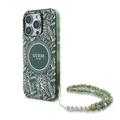 iPhone 16 Pro Guess IML Flowers Allover Electro Cover med Perlestrop - MagSafe-kompatibel