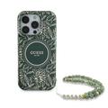 iPhone 16 Pro Guess IML Flowers Allover Electro Cover med Perlestrop - MagSafe-kompatibel