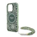 iPhone 16 Pro Guess IML Flowers Allover Electro Cover med Perlestrop - MagSafe-kompatibel