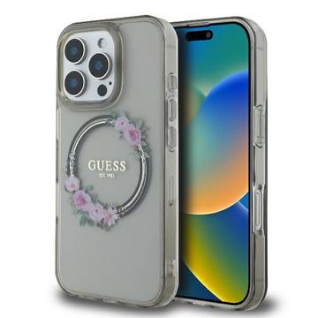 iPhone 16 Pro Guess IML Flowers Wreath Cover - MagSafe-kompatibel