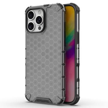 iPhone 16 Pro Honeycomb Armored Hybrid Cover - Sort