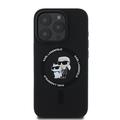 iPhone 16 Pro Karl Lagerfeld Karl and Choupette MagSafe Cover i flydende silikone - Sort