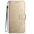 iPhone 16 Pro Mandala Series Etui med Pung - Guld