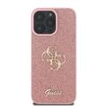 iPhone 16 Pro Max Guess Fixed Glitter 4G Metal Logo Cover - Pink