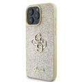 iPhone 16 Pro Max Guess Fixed Glitter 4G Metal Logo Cover - Guld