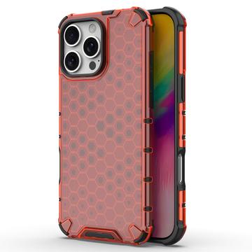 iPhone 16 Pro Max Honeycomb Armored Hybrid Cover - Rød