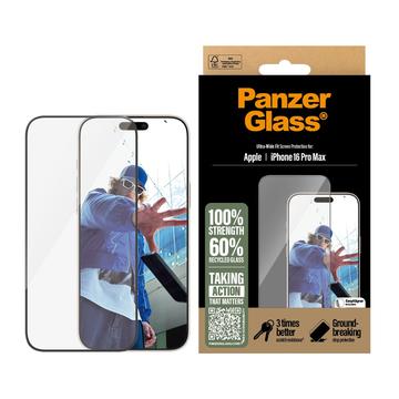 iPhone 16 Pro Max PanzerGlass Ultra-Wide Fit EasyAligner Hærdet Glas - Sort Kant