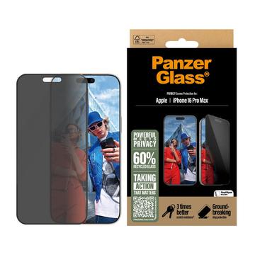 iPhone 16 Pro Max PanzerGlass Ultra-Wide Fit Privacy EasyAligner Skærmbeskyttelse Hærdet Glas - Sort Kant