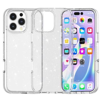 iPhone 16 Pro Max Stylish Glitter Series Hybrid Cover - Hvid