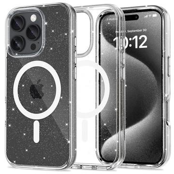 iPhone 16 Pro Tech-Protect Flexair Glitter Magnetisk Hybrid Cover - Gennemsigtig