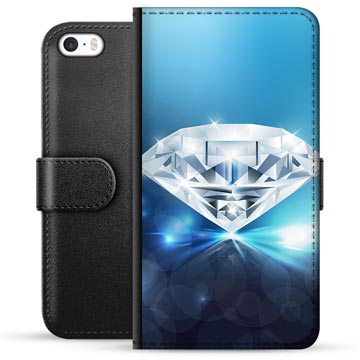 iPhone 5/5S/SE Premium Flip Cover med Pung - Diamant