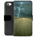 iPhone 5/5S/SE Premium Flip Cover med Pung - Storm
