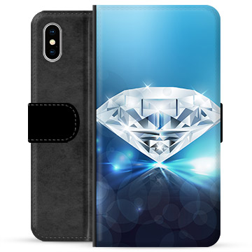 iPhone X / iPhone XS Premium Flip Cover med Pung - Diamant