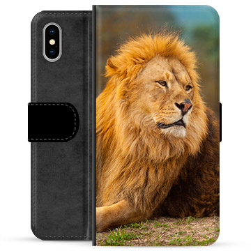 iPhone X / iPhone XS Premium Flip Cover med Pung - Løve