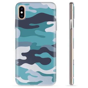 iPhone XS Max TPU Cover - Blå Camouflage