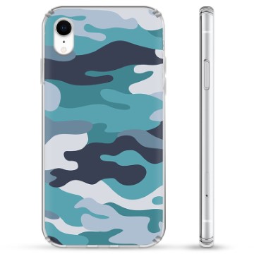 iPhone XR Hybrid Cover - Blå Camouflage