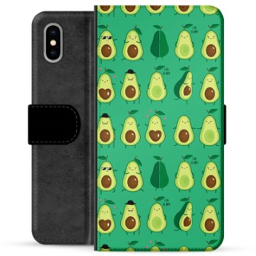 iPhone X / iPhone XS Premium Flip Cover med Pung - Avocadomønster