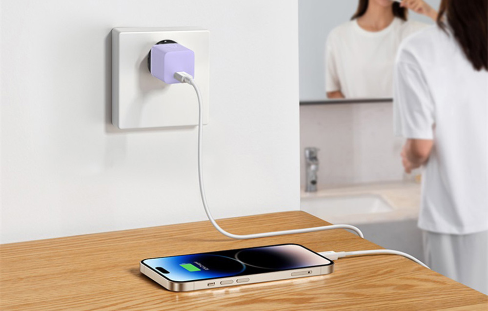 Baseus Mini GaN5 20W USB-C-vægoplader - lilla