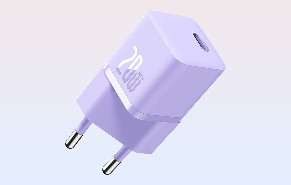 Baseus Mini GaN5 20W USB-C-vægoplader - lilla