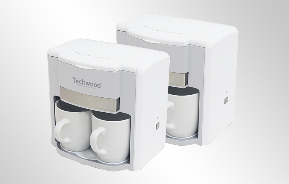 Techwood 2-kops pour-over kaffemaskine - hvid